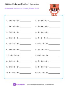 Add four 1-digit numbers
