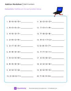 Add four 1-digit numbers
