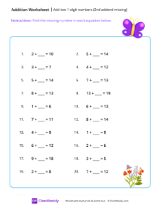 Add two 1-digit numbers (2nd addend missing)