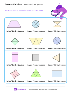 Equal parts - Halves, thirds and quarters