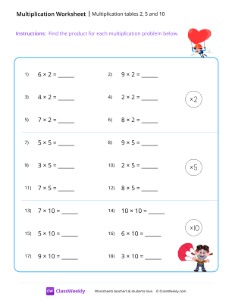 Multiplication tables (2, 5 and 10)