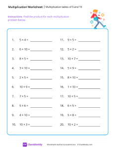 Multiplication tables (5 and 10)