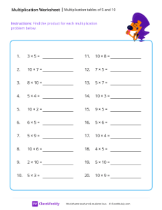 Multiplication tables (5 and 10)
