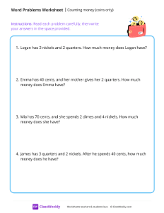 Counting money (word problems)