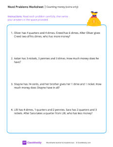 Counting money (word problems)