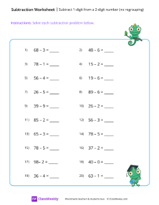 Subtract 1-digit from a 2-digit number (no regrouping)