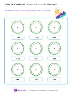 Draw the time on the clock (whole hours)