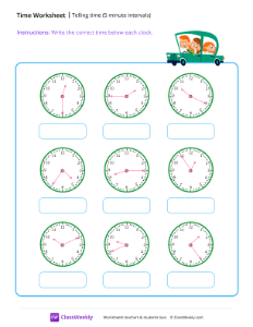 Telling time (5 minute intervals)