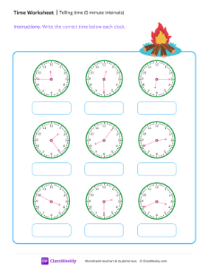 Telling time (5 minute intervals)