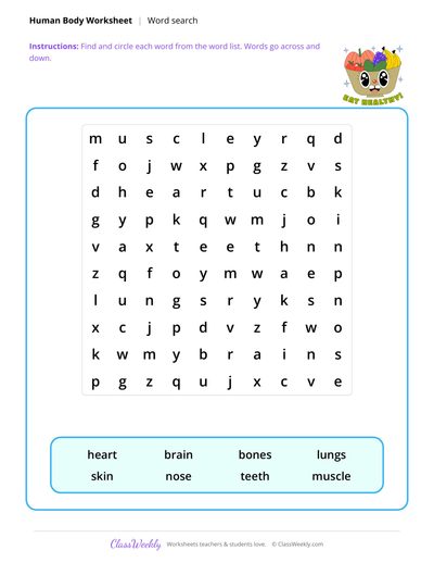 Word Search - Human Body