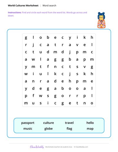 Word Search - Diversity & World Cultures