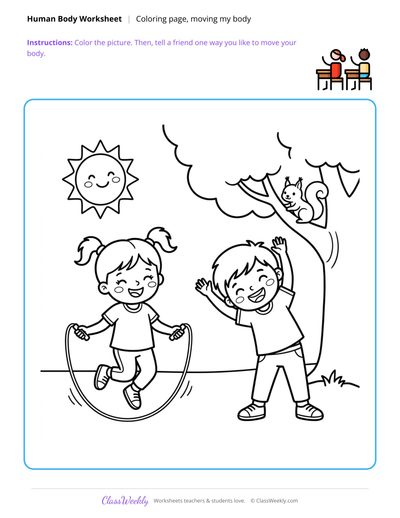 Moving My Body Coloring Page - Human Body