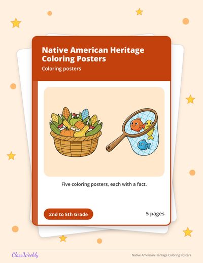 Native American Heritage Coloring Posters