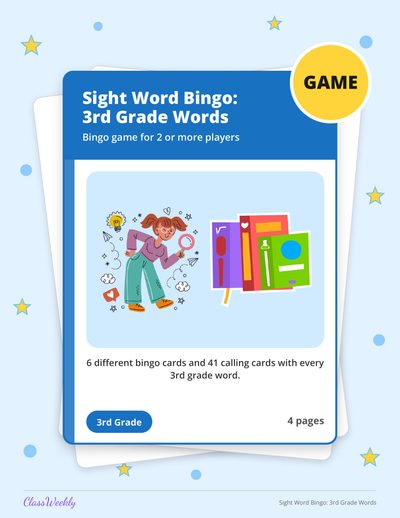 Sight Word Bingo: 3rd Grade Words