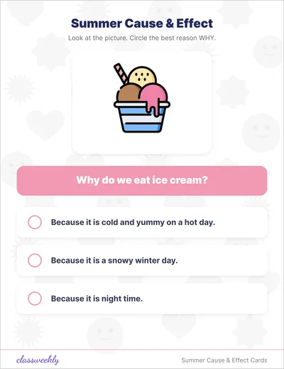 Summer Cause and Effect Cards