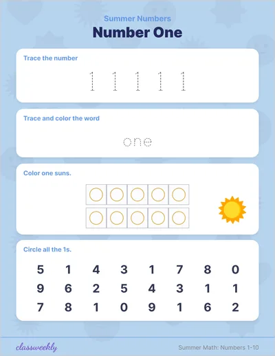 Summer Math: Numbers 1-10
