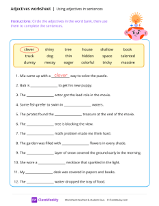 Using adjectives in sentences