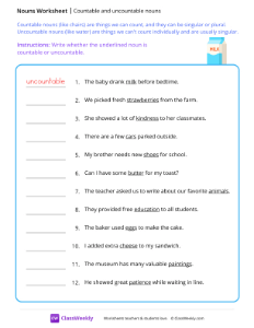 Countable and uncountable nouns