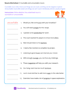 Countable and uncountable nouns