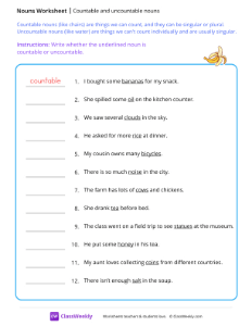 Countable and uncountable nouns
