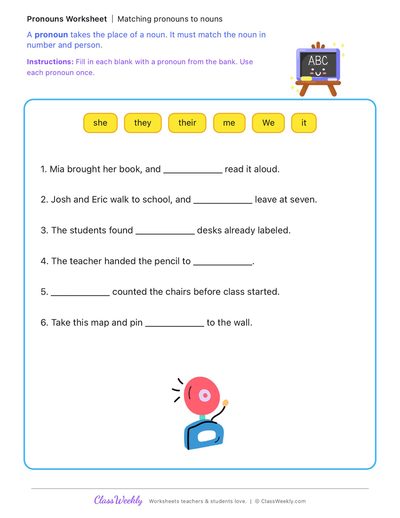 Matching pronouns to nouns