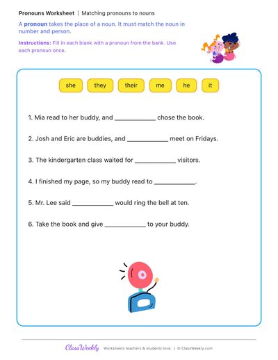 Matching pronouns to nouns