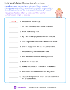 Simple and complex sentences