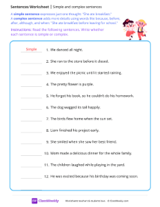 Simple and complex sentences