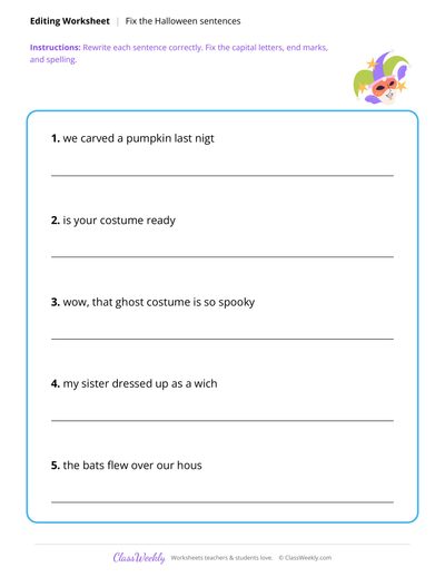 Fix the Sentences - Halloween