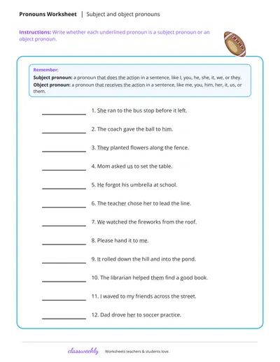 Subject and object pronouns