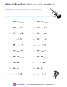 Add 1 & 2-digit numbers (with missing addend)