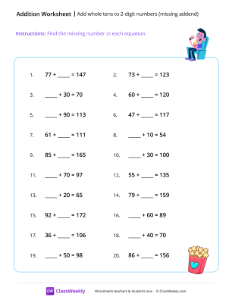 Add whole tens to 2-digit numbers (with missing addend)