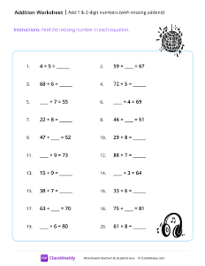 Add 1 & 2-digit numbers (with missing addend)