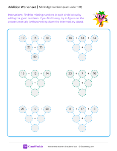 Add 2-digit numbers (sum under 100)
