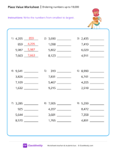 Ordering numbers (up to 10,000)