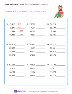 Ordering numbers (up to 100,000)