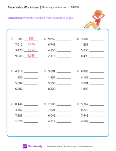 Ordering numbers (up to 10,000)