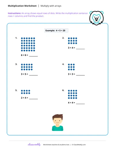 Free 3rd Grade Math: Multiply with arrays Worksheet | ClassWeekly