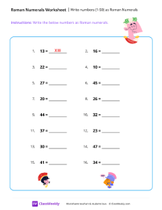 Write numbers (1-50) as Roman Numerals