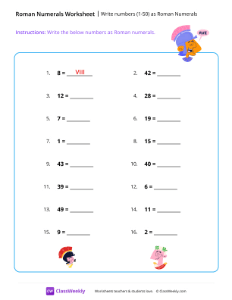 Write numbers (1-50) as Roman Numerals