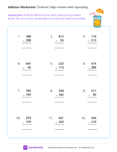 Subtract 3-digit numbers (with regrouping)