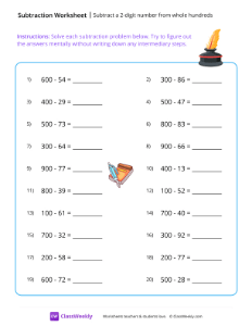 Subtract a 2-digit number from whole hundreds