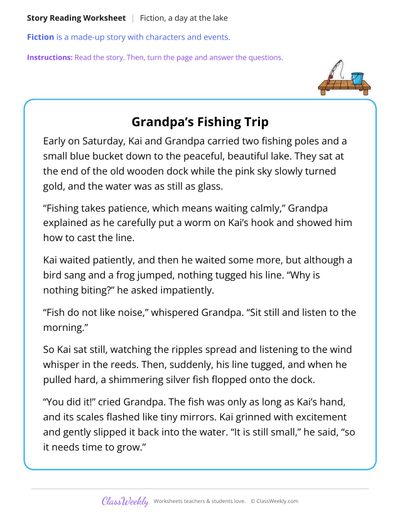 Grandpa's Fishing Trip (Fiction Passage)