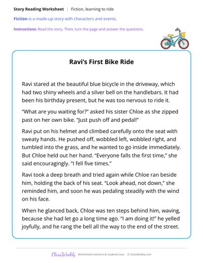 Ravi's First Bike Ride (Fiction Passage)