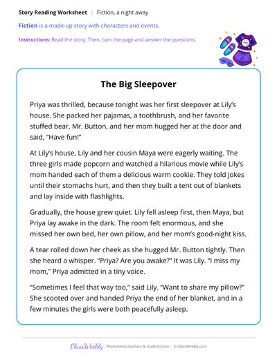 The Big Sleepover (Fiction Passage)