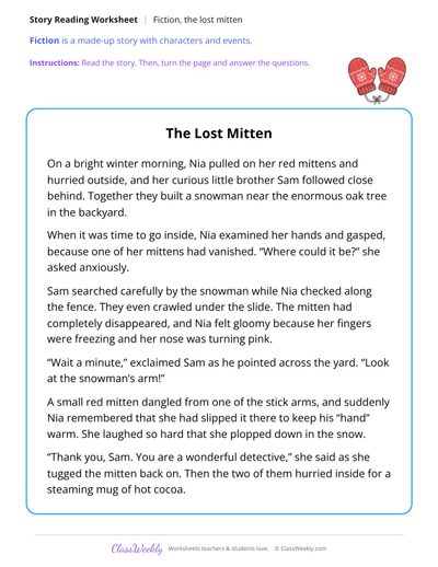 The Lost Mitten (Fiction Passage)