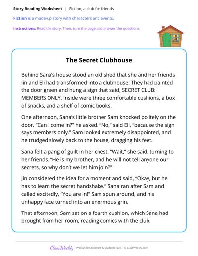 The Secret Clubhouse (Fiction Passage)
