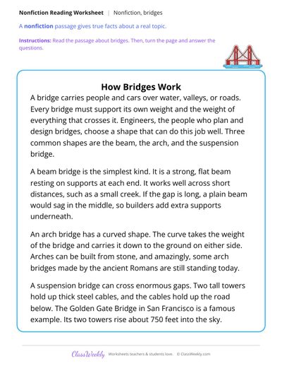 How Bridges Work (Nonfiction Passage)