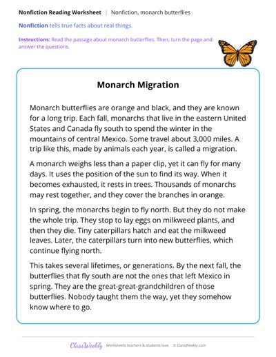 Monarch Migration (Nonfiction Passage)