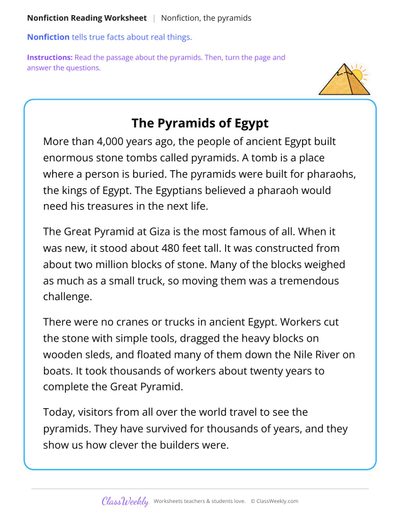 The Pyramids of Egypt (Nonfiction Passage)